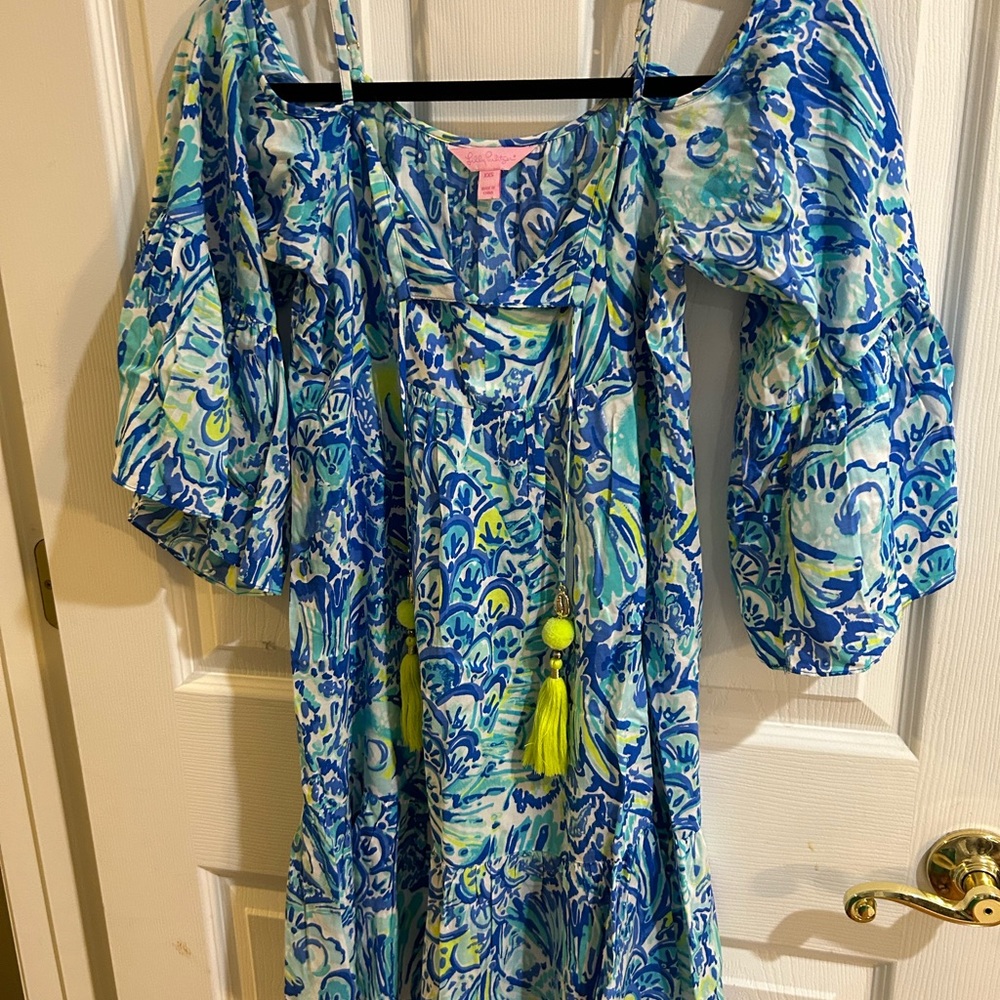 Lilly Pulitzer Blue and Green Midi Dress